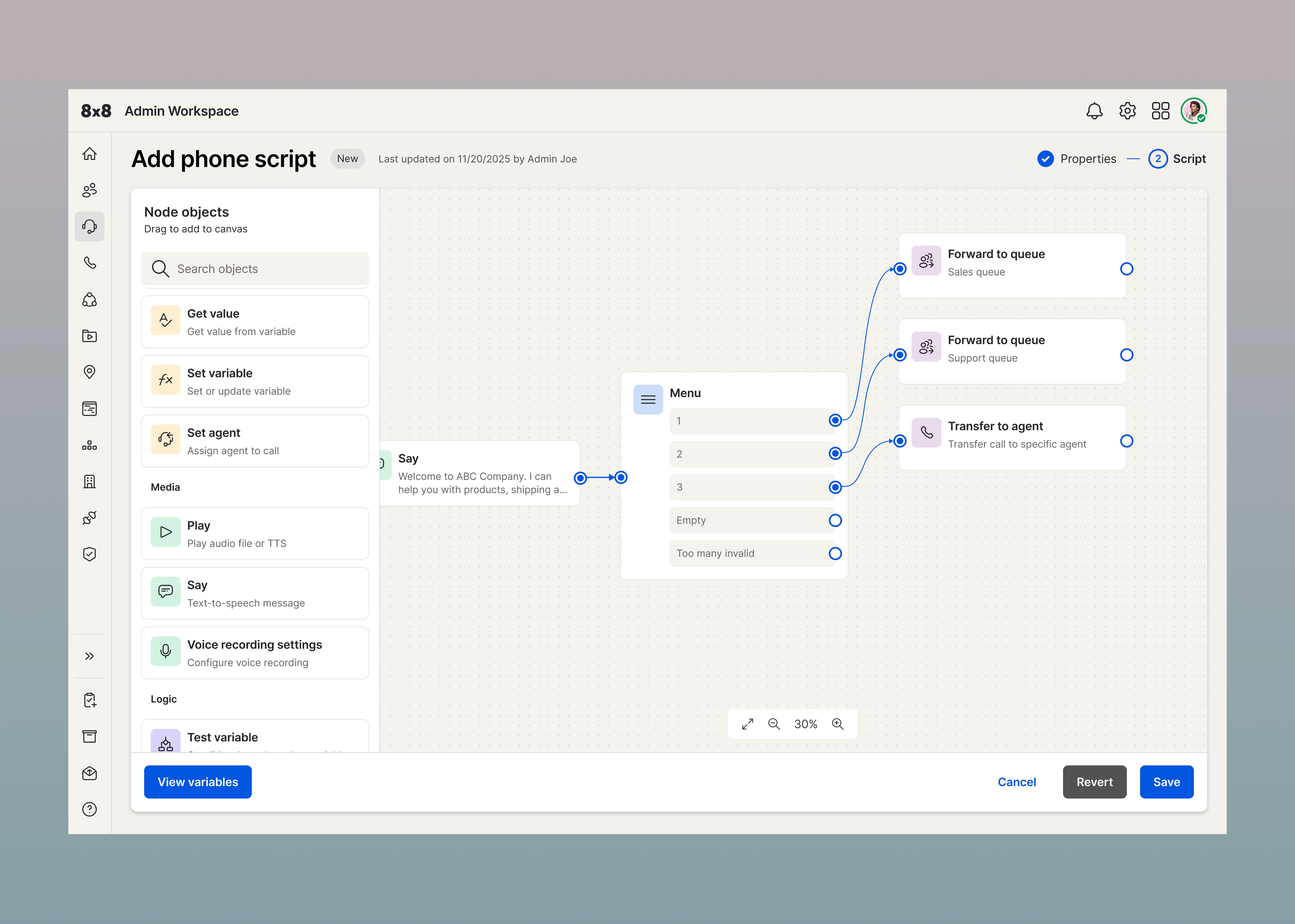 Contact Center visual script redesign project thumbnail